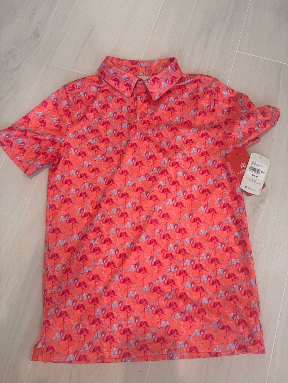bcg boys Short-Sleeve Flamingo Polo in Coral and Pink